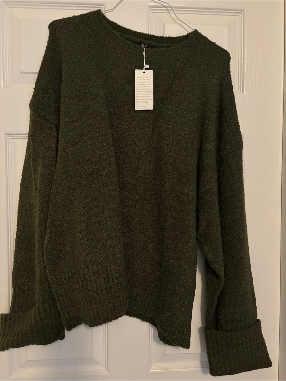 Women's Olive Green Crewneck Sweater - Soft Knit Pullover